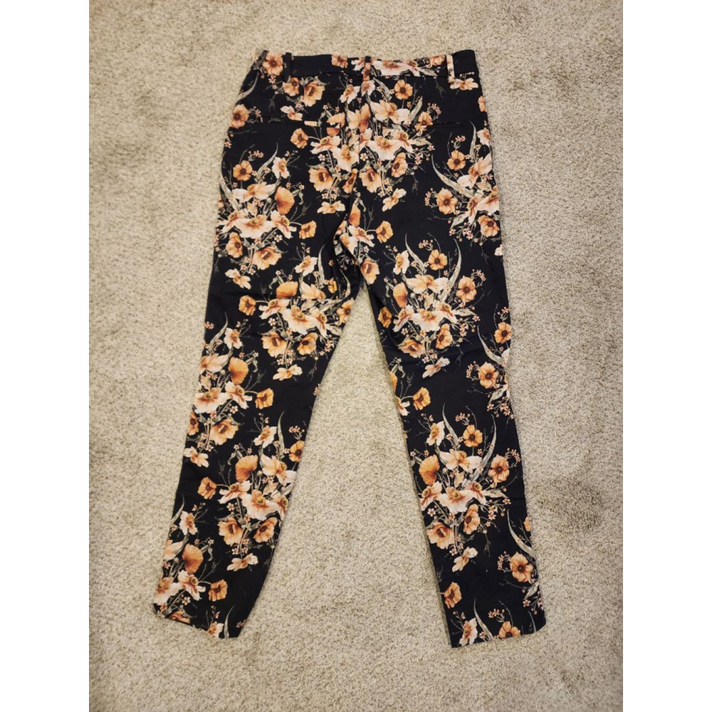 Women's H&M Black & Orange Floral Straight Leg Pants Size 10 NWOT - Picture 3 of 3